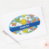 赤ちゃん動物の背景 楕円形シール (封筒)