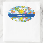 赤ちゃん動物の背景 楕円形シール (バッグ)