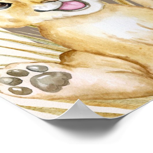 赤ちゃん動物の茶色の赤ちゃんシャワー歓迎サイン ポスター (角)