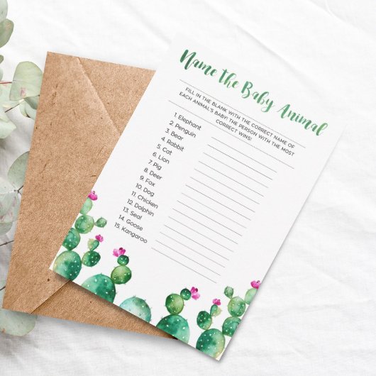 赤ちゃん動物の赤ちゃんシャワーゲームカードに名前を付ける エンクロージャーカード