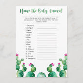 赤ちゃん動物の赤ちゃんシャワーゲームカードに名前を付ける エンクロージャーカード (正面)