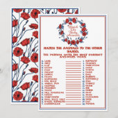 赤ちゃん動物をマッチさせる ポピー フラワーのベビーシャワー 招待状 (正面/裏面)