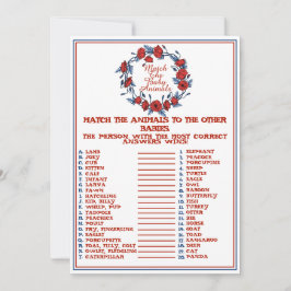 赤ちゃん動物をマッチさせる ポピー フラワーのベビーシャワー 招待状