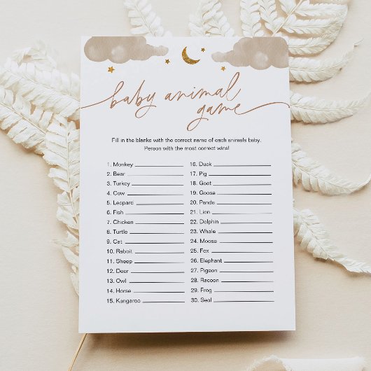 赤ちゃん動物ゲームキラキラ小さな星の赤ちゃんシャワー 招待状