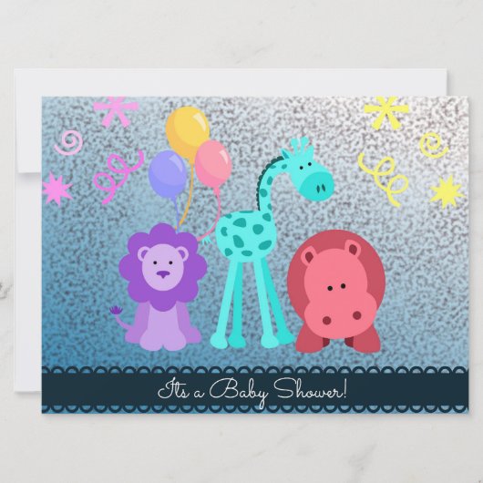 赤ちゃん動物シャワー招待状 招待状 (正面)