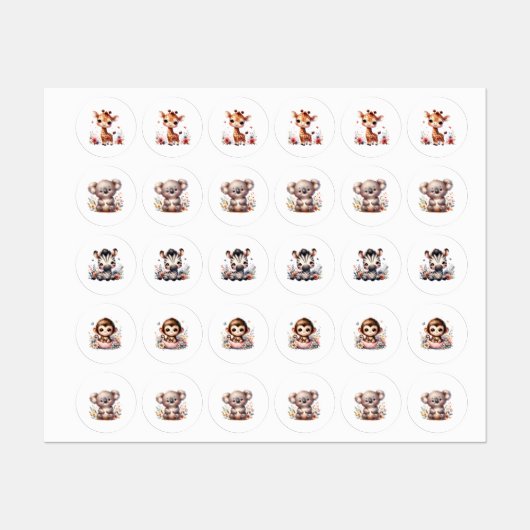 赤ちゃん動物ステッカー ラベル (シート)
