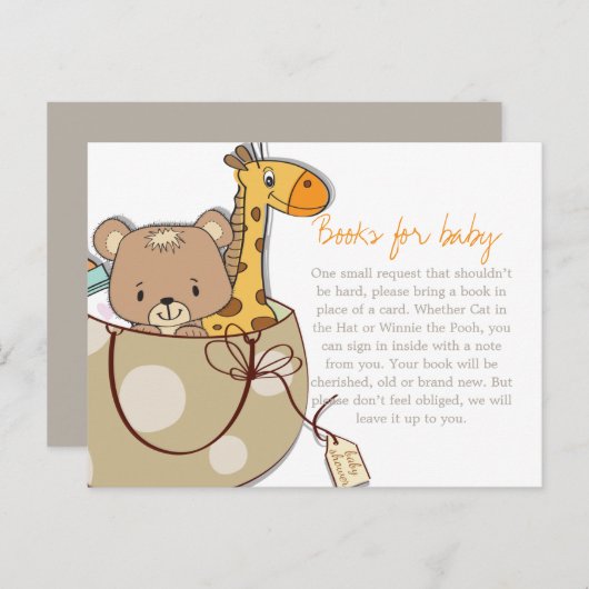 赤ちゃん動物赤ちゃんシャワーブックの挿入要求 インビテーションポストカード (正面/裏面)