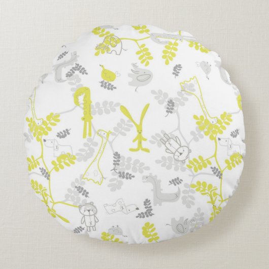 赤ちゃん動物2の模様 ラウンドクッション (正面)