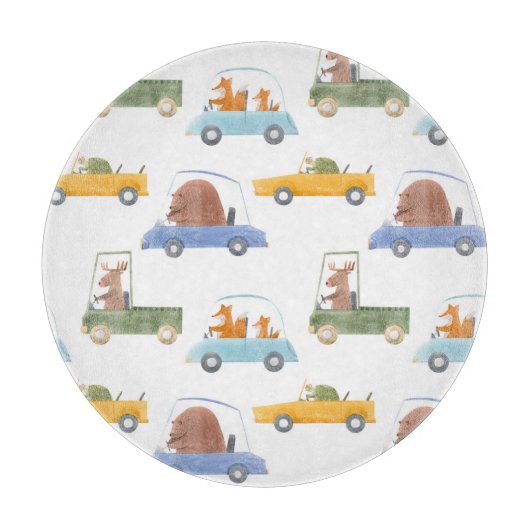 赤ちゃん動物:手描きの水彩パターン。 カッティングボード (正面)