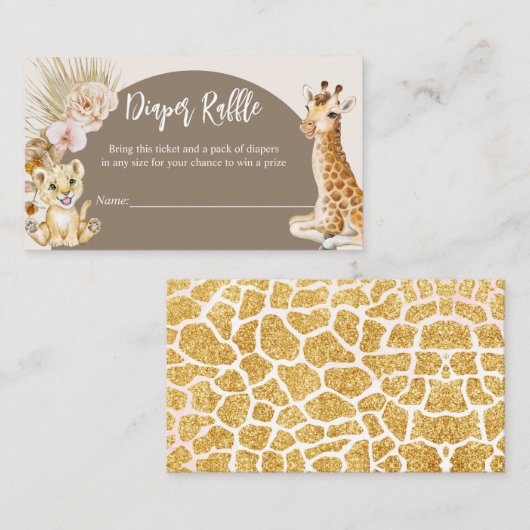 赤ちゃん動物bohoアーチ赤ちゃんシャワーおむつラッフル エンクロージャーカード (正面/裏面)