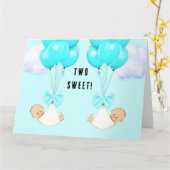 赤ちゃん双子男の子おめでとう カード (黄色い花)