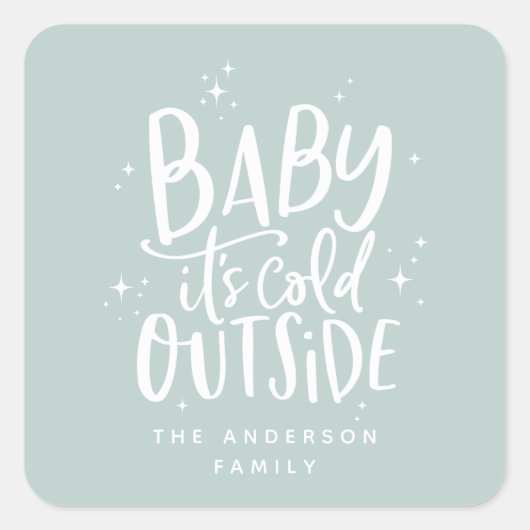 赤ちゃん外は寒いよ ホリデー スクエアシール (正面)