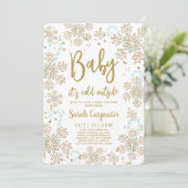 赤ちゃん外は寒いよ 冬のクリスマス ベイビー ボーイ 招待状 (スタンド正面)