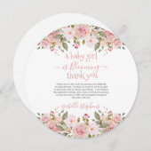 赤ちゃん女の子が咲いているフローラ赤ちゃんシャワー 招待状 (正面/裏面)