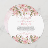 赤ちゃん女の子が咲いているフローラ赤ちゃんシャワー 招待状 (正面/裏面)