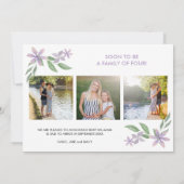 赤ちゃん女の子が醸造3写真かわいいティーポット妊娠 案内状 (裏面)