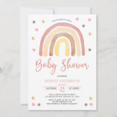 赤ちゃん女の子が音を消したボホレインボーシャワー 招待状 (正面)