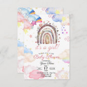 赤ちゃん女の子のためのラティンボウ赤ちゃんシャワー招待 招待状 (正面/裏面)