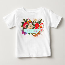 赤ちゃん女の子のためのTシャツDIY名日本の花