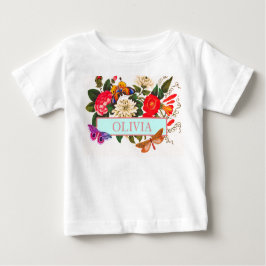 赤ちゃん女の子のためのTシャツDIY名日本の花 ベビーTシャツ