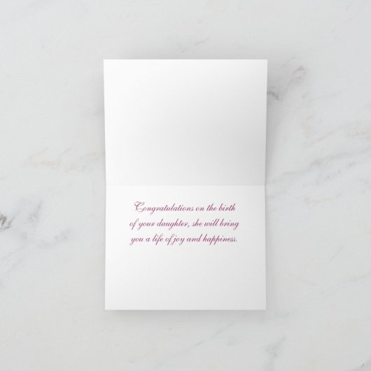 赤ちゃん女の子のグリーティングカード カード (内部)