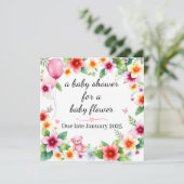 赤ちゃん女の子のフローラ水色のための赤ちゃんシャワー 招待状 (スタンド正面)