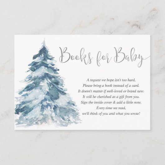 赤ちゃん女の子の冬のベビーシャワー用のピンクの銀色の本 エンクロージャーカード (正面)