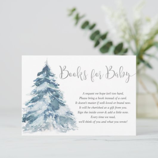 赤ちゃん女の子の冬のベビーシャワー用のピンクの銀色の本 エンクロージャーカード (スタンド正面)