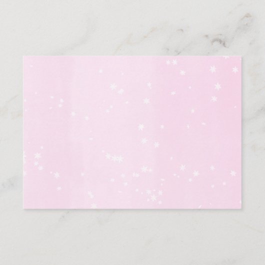 赤ちゃん女の子の冬のベビーシャワー用のピンクの銀色の本 エンクロージャーカード (裏面)
