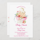 赤ちゃん女の子の妖精ピンクのティーカップベビーシャワー | 招待状 (正面/裏面)