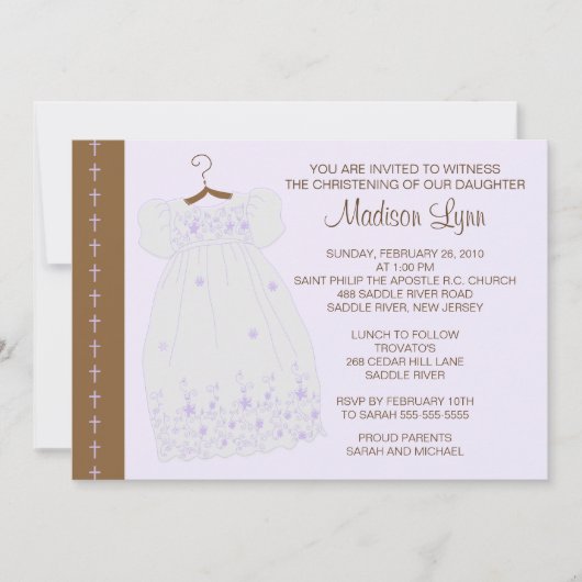 赤ちゃん女の子の洗礼/《キリスト教》洗礼式や命名式の誘い 招待状 (正面)