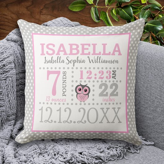 赤ちゃん女の子の誕生発表 クッション