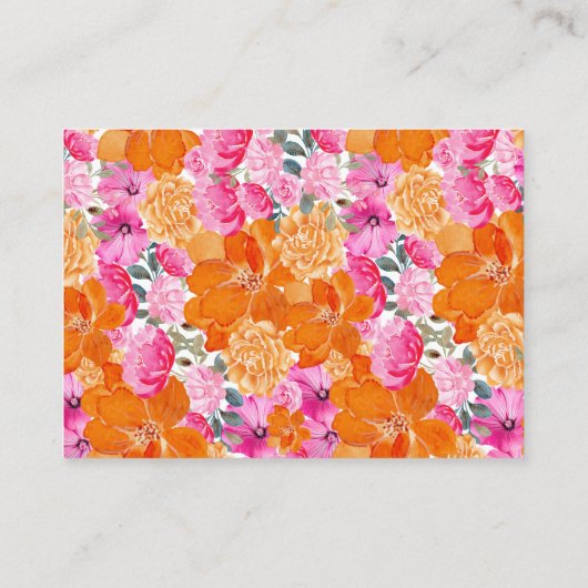赤ちゃん女の子の赤ちゃんシャワーのためのピンクのオレンジ色のフローラ本 エンクロージャーカード (裏面)