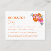 赤ちゃん女の子の赤ちゃんシャワーのためのピンクのオレンジ色のフローラ本 エンクロージャーカード (正面)