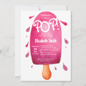 赤ちゃん女の子の赤ポップ・アートのちゃんシャワー準備の水色 招待状 (正面)