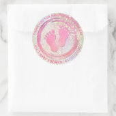 赤ちゃん女の子の足跡キラキラ赤ちゃんシャワーの好意 ラウンドシール (バッグ)