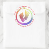 赤ちゃん女の子の足跡キラキラ赤ちゃんシャワーの好意 ラウンドシール (バッグ)