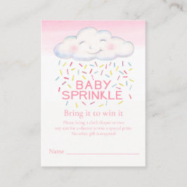 赤ちゃん女の子はホッと雲のおむつラッフルカードを振りかける エンクロージャーカード