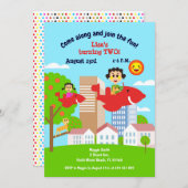 赤ちゃん女の子は母と一緒にファイル2番目の誕生日パーティーinv 招待状 (正面/裏面)