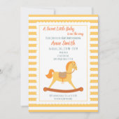 赤ちゃん女の子または男の子シャワーロッキングホース 招待状 (正面)