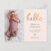 赤ちゃん女の子を誕生に愛するお知らせ 案内ポストカード (裏面)