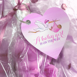 赤ちゃん女の子シャワーストークピンクの水の色あ感謝していなたをシャワー フェイバータグ