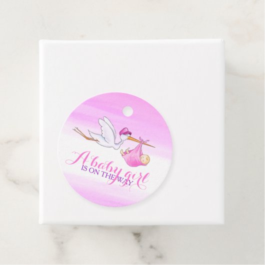 赤ちゃん女の子シャワーストークピンクの水の色あ感謝していなたをシャワー フェイバータグ (インサイチュ)