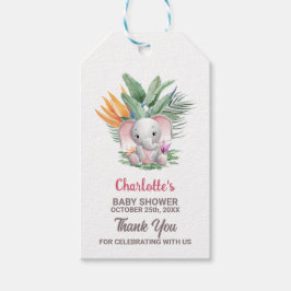 赤ちゃん女の子ゾウ赤ちゃんシャワーありがとう ギフトタグ