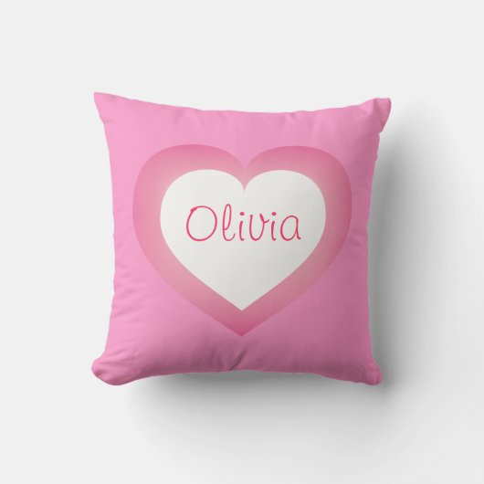 赤ちゃん女の子ピンクと白のハート クッション (正面)