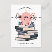 赤ちゃん女の子ピンクのフローラヴィンテージ茶パーティー エンクロージャーカード (正面)