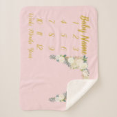 赤ちゃん女の子ピンクの節目の毛布パーソナライズされた贈り物 シェルパブランケット (正面)