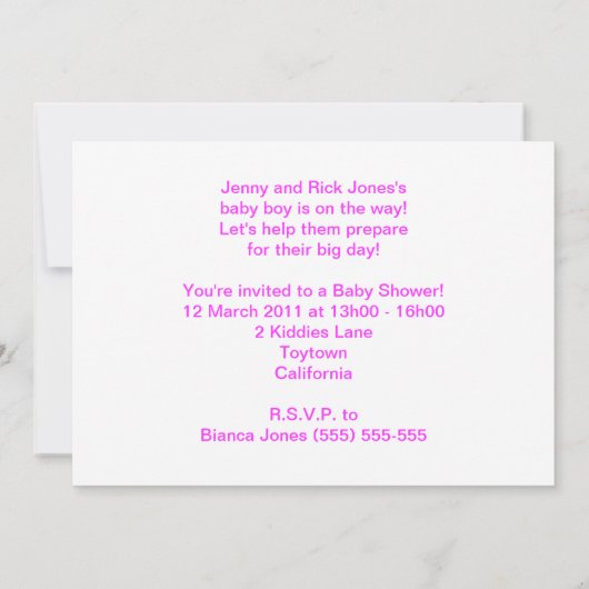 赤ちゃん女の子ピンクの雲のファンタジーシャワーの招待 招待状 (裏面)