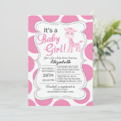 赤ちゃん女の子ピンクキリン女の子の赤ちゃんシャワー 招待状 (スタンド正面)