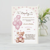 赤ちゃん女の子素朴シャワーを心待ち 招待状 (スタンド正面)